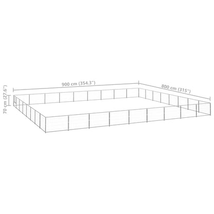 Hondenkennel 72 m² staal zilverkleurig