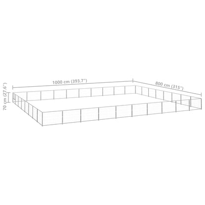 Hondenkennel 80 m² staal zilverkleurig