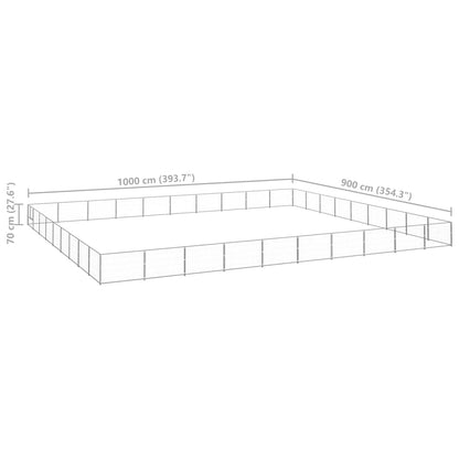 Hondenkennel 90 m² staal zilverkleurig