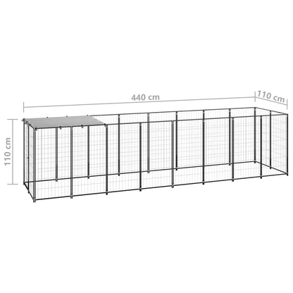 Hondenkennel 4,84 m² staal zwart