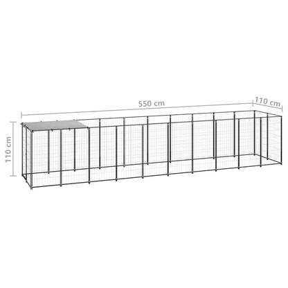 Hondenkennel 6,05 m² staal zwart