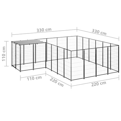 Hondenkennel 8,47 m² staal zwart