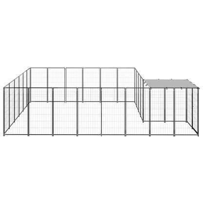 Hondenkennel 12,1 m² staal zwart