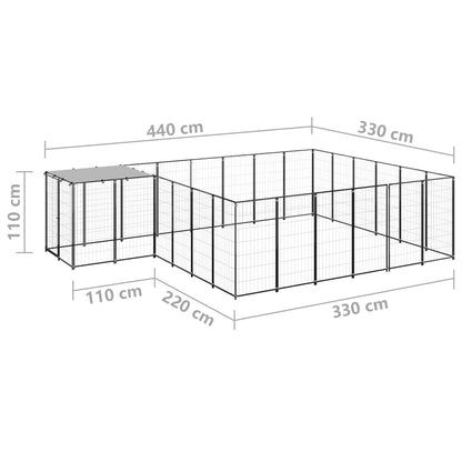 Hondenkennel 12,1 m² staal zwart