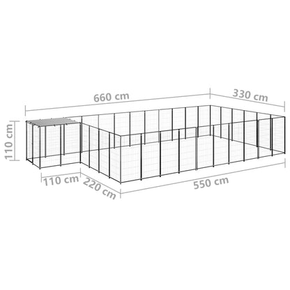 Hondenkennel 19,36 m² staal zwart