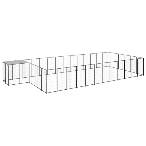 Hondenkennel 22,99 m² staal zwart
