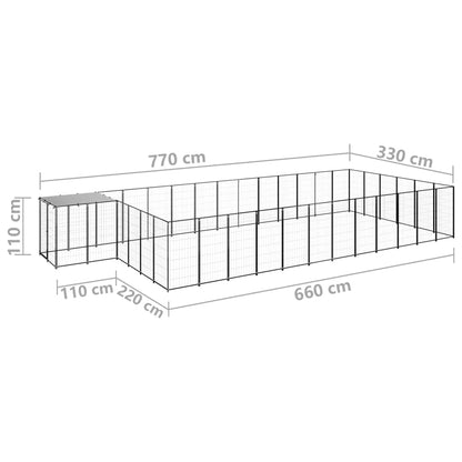 Hondenkennel 22,99 m² staal zwart
