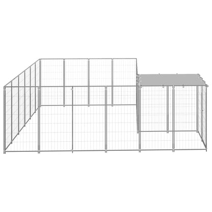 Hondenkennel 8,47 m² staal zilverkleurig