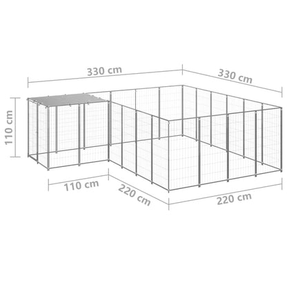 Hondenkennel 8,47 m² staal zilverkleurig