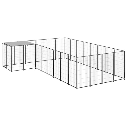 Hondenkennel 10,89 m² staal zwart