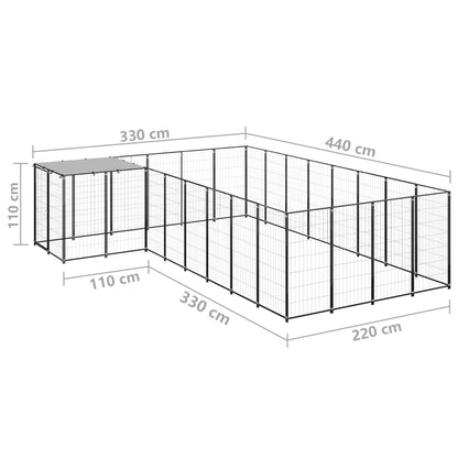 Hondenkennel 10,89 m² staal zwart