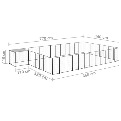 Hondenkennel 30,25 m² staal zwart