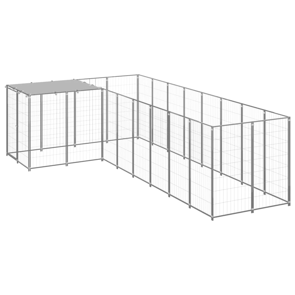 Hondenkennel 6,05 m² staal zilverkleurig