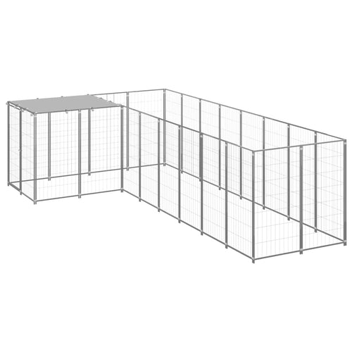 Hondenkennel 6,05 m² staal zilverkleurig