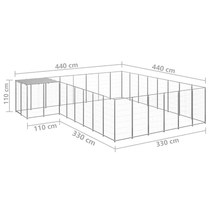 Hondenkennel 15,73 m² staal zilverkleurig