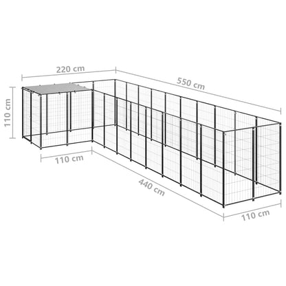 Hondenkennel 7,26 m² staal zwart