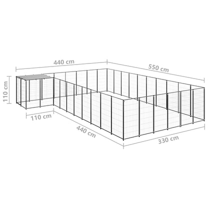 Hondenkennel 19,36 m² staal zwart