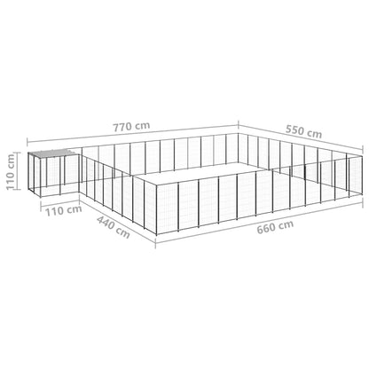 Hondenkennel 37,51 m² staal zwart
