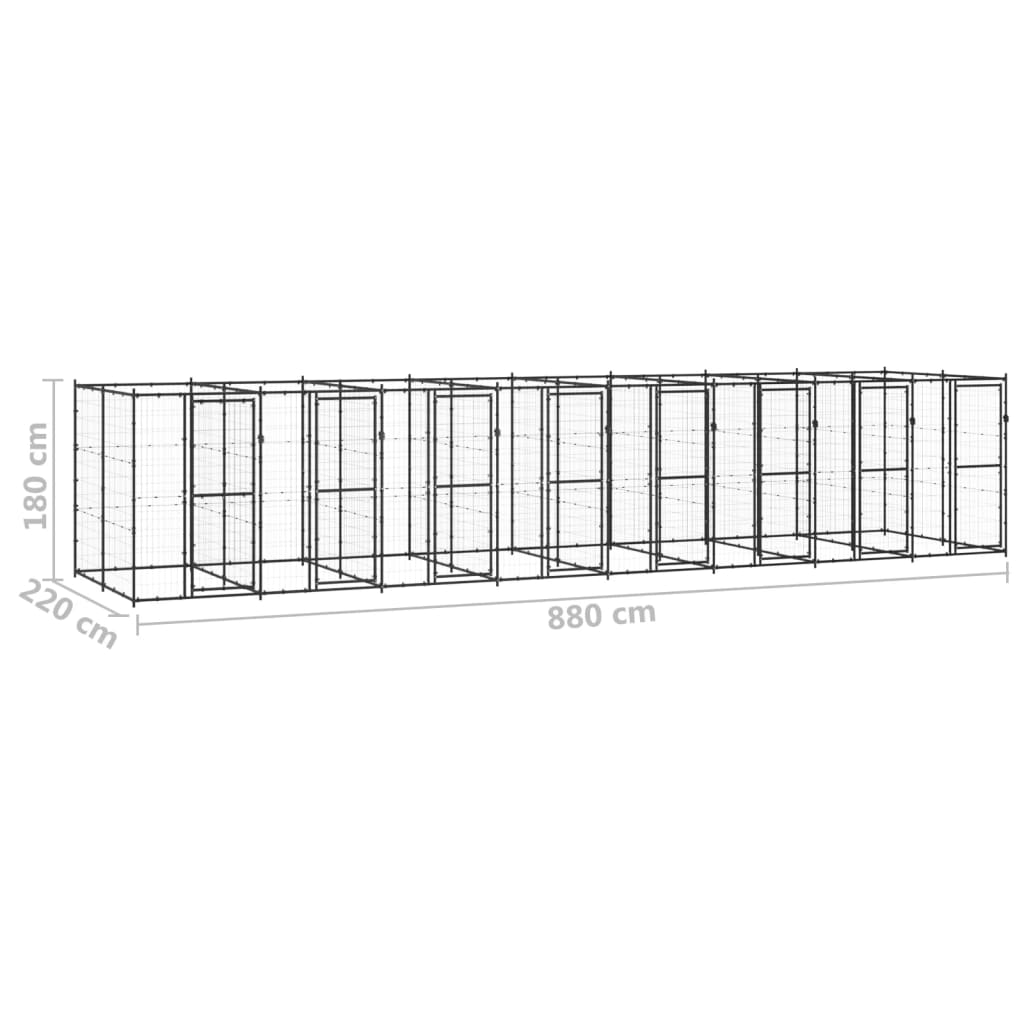 Hondenkennel 19,36 m² staal