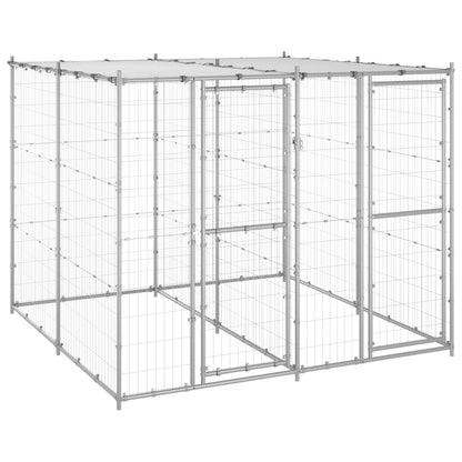 Hondenkennel met dak 4,84 m² gegalvaniseerd staal