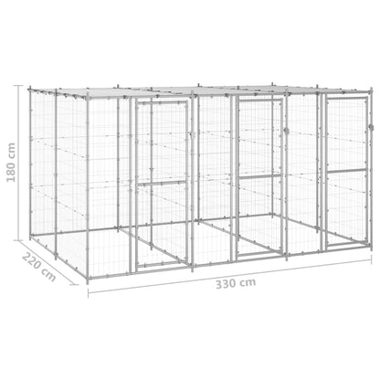 Hondenkennel met dak 7,26 m² gegalvaniseerd staal