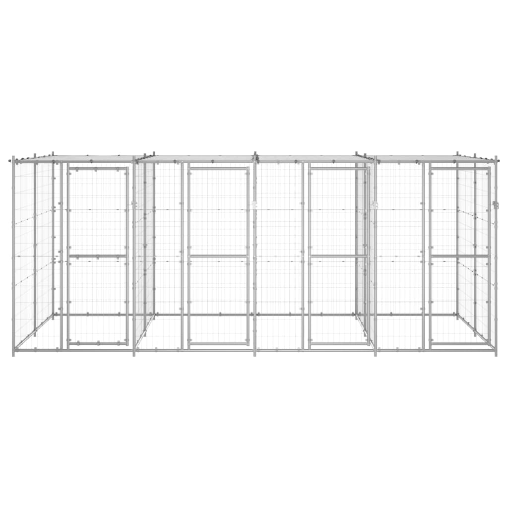 Hondenkennel met dak 9,68 m² gegalvaniseerd staal