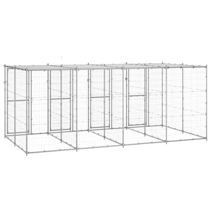 Hondenkennel met dak 9,68 m² gegalvaniseerd staal