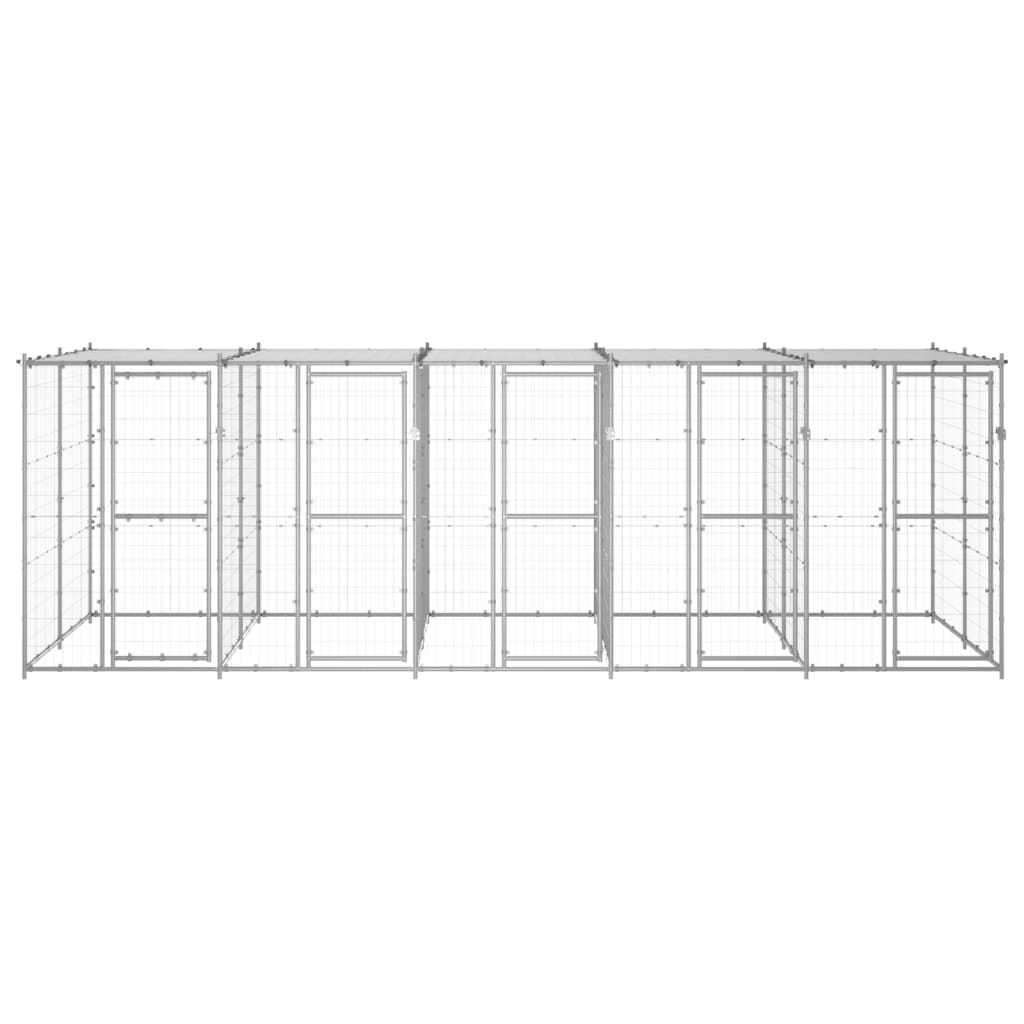 Hondenkennel met dak 12,1 m² gegalvaniseerd staal