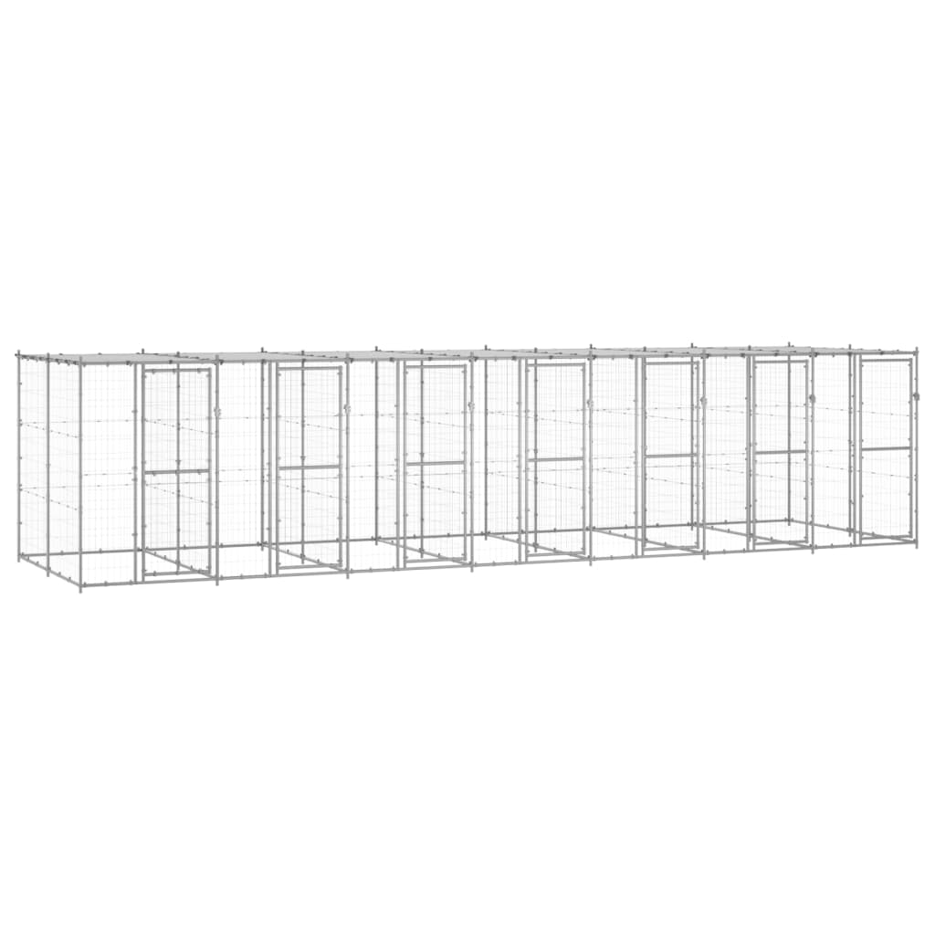 Hondenkennel met dak 16,94 m² gegalvaniseerd staal