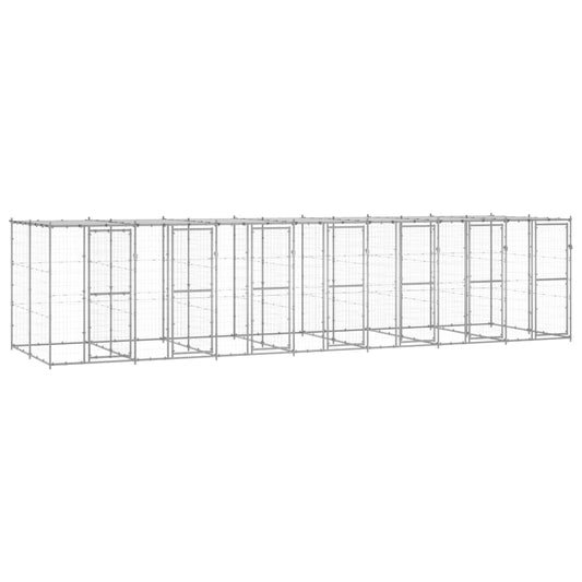 Hondenkennel met dak 16,94 m² gegalvaniseerd staal