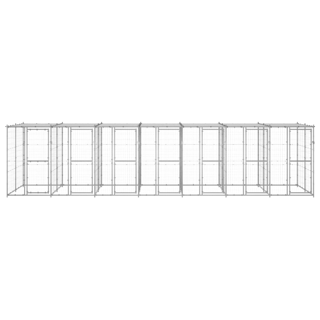 Hondenkennel met dak 16,94 m² gegalvaniseerd staal