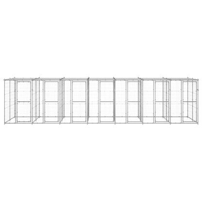 Hondenkennel met dak 16,94 m² gegalvaniseerd staal