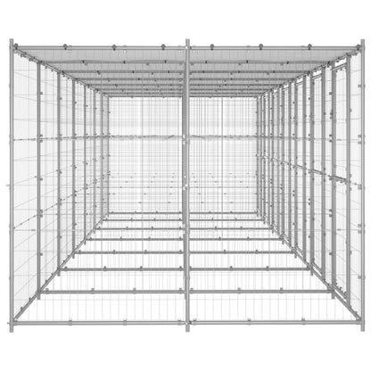 Hondenkennel met dak 16,94 m² gegalvaniseerd staal