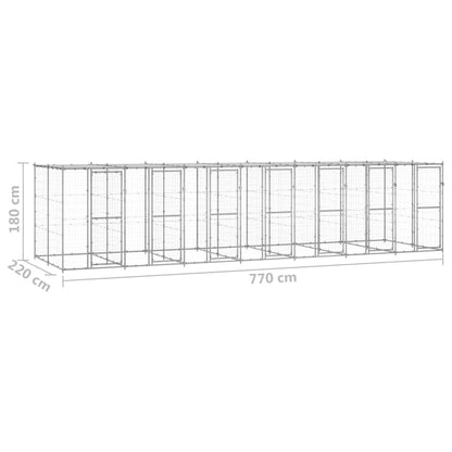 Hondenkennel met dak 16,94 m² gegalvaniseerd staal