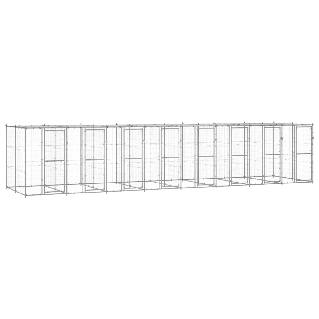 Hondenkennel met dak 19,36 m² gegalvaniseerd staal