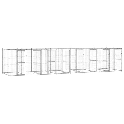 Hondenkennel met dak 19,36 m² gegalvaniseerd staal