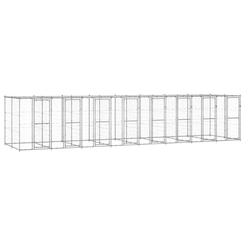 Hondenkennel met dak 19,36 m² gegalvaniseerd staal