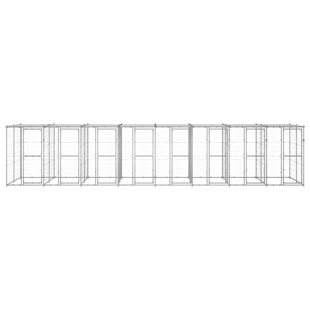 Hondenkennel met dak 19,36 m² gegalvaniseerd staal