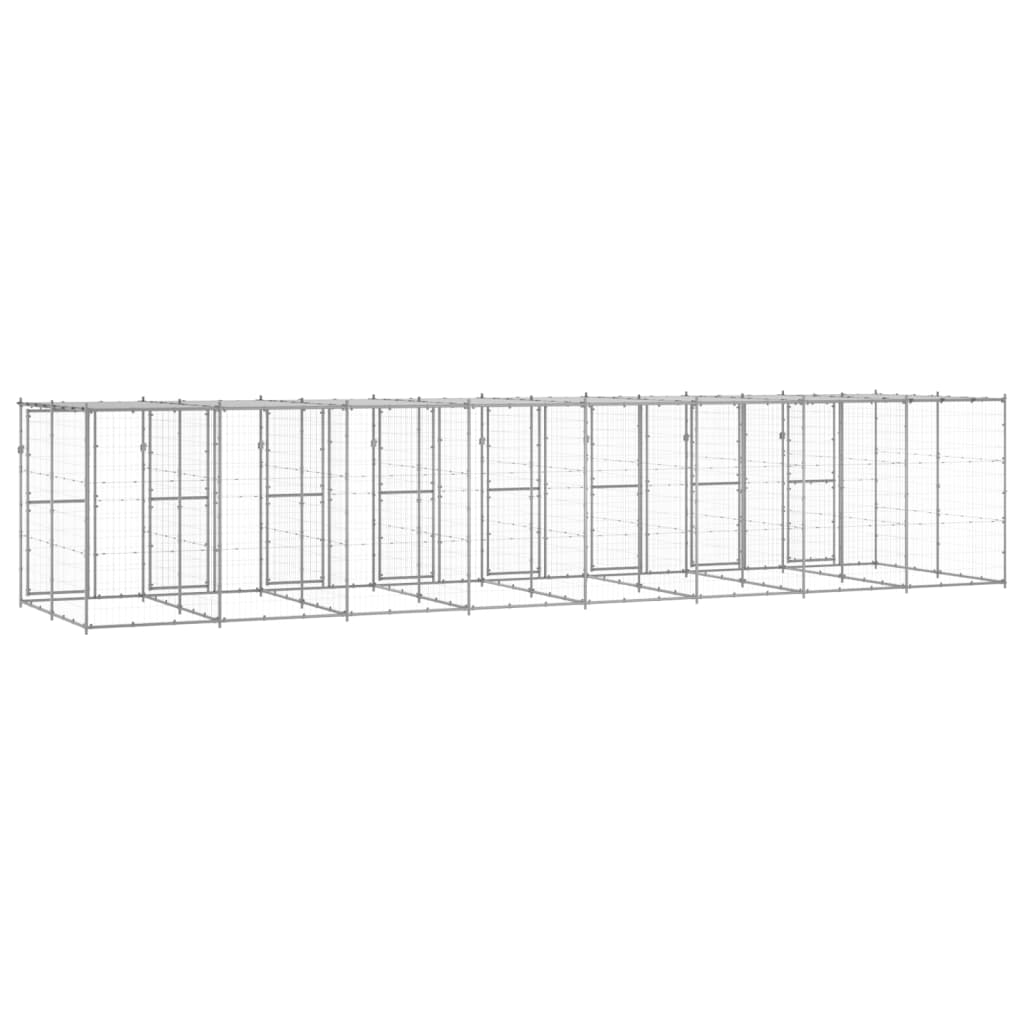 Hondenkennel met dak 19,36 m² gegalvaniseerd staal