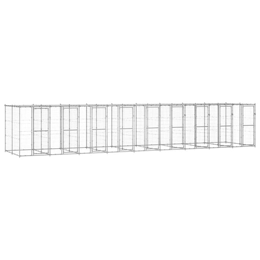 Hondenkennel met dak 21,78 m² gegalvaniseerd staal