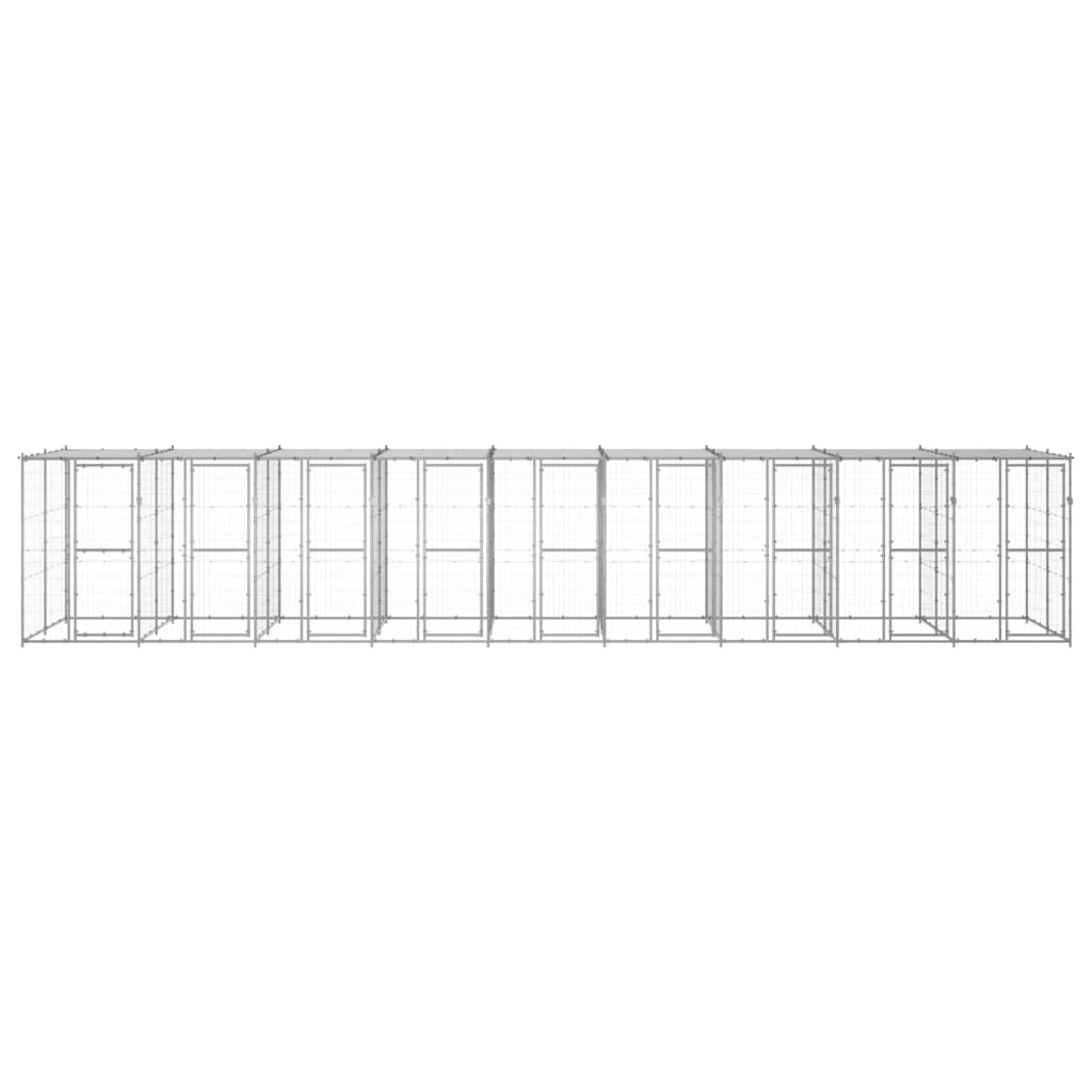 Hondenkennel met dak 21,78 m² gegalvaniseerd staal