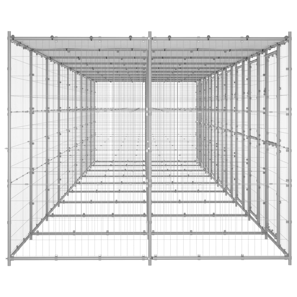Hondenkennel met dak 21,78 m² gegalvaniseerd staal