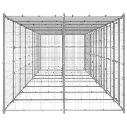 Hondenkennel met dak 21,78 m² gegalvaniseerd staal