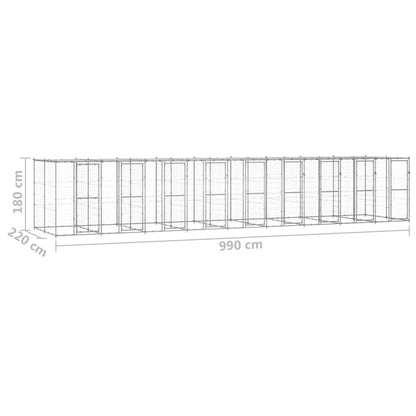 Hondenkennel met dak 21,78 m² gegalvaniseerd staal