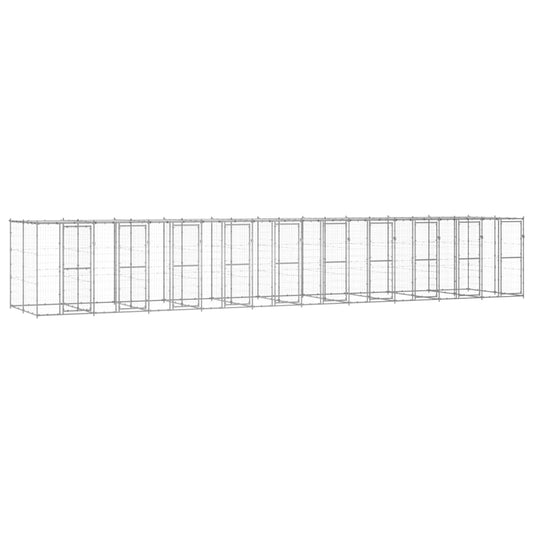Hondenkennel met dak 24,2 m² gegalvaniseerd staal