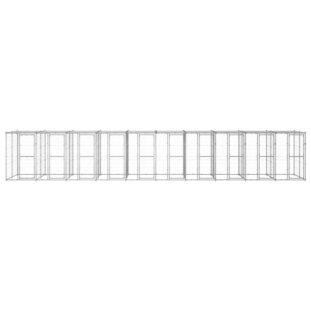 Hondenkennel met dak 24,2 m² gegalvaniseerd staal
