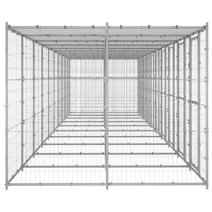 Hondenkennel met dak 24,2 m² gegalvaniseerd staal