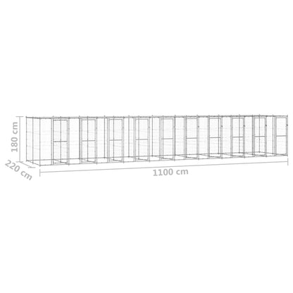 Hondenkennel met dak 24,2 m² gegalvaniseerd staal