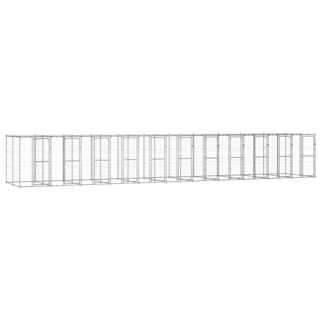 Hondenkennel met dak 26,62 m² gegalvaniseerd staal