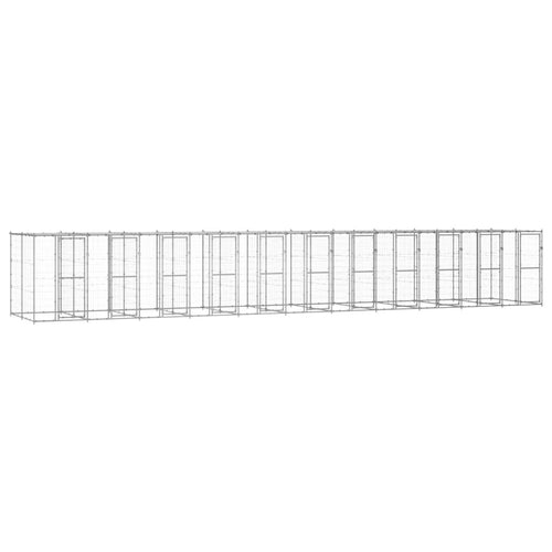Hondenkennel met dak 26,62 m² gegalvaniseerd staal